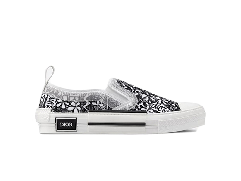 Dior B23 Slip On Sneaker Black White Embroidery