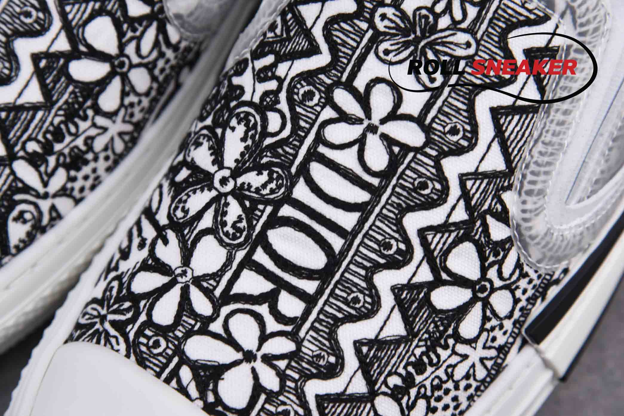 Dior B23 Slip On Sneaker Black White Embroidery 