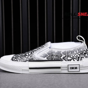 Dior B23 Slip On Sneaker Black White Embroidery