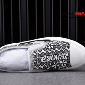 Dior B23 Slip On Sneaker Black White Embroidery