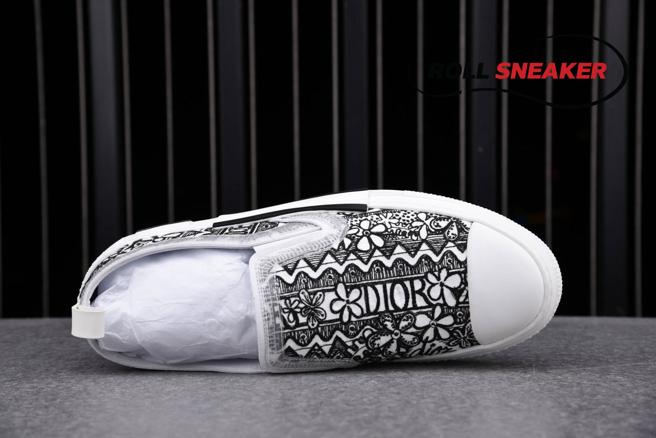 Dior B23 Slip On Sneaker Black White Embroidery 