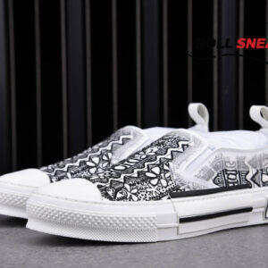 Dior B23 Slip On Sneaker Black White Embroidery