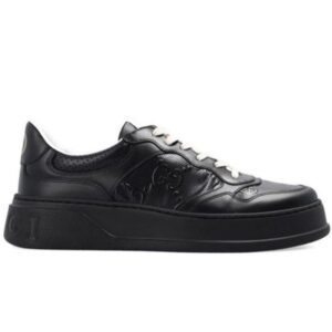 Gucci GG Black Leather Embossed Sneaker