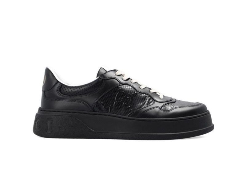 Gucci GG Black Leather Embossed Sneaker