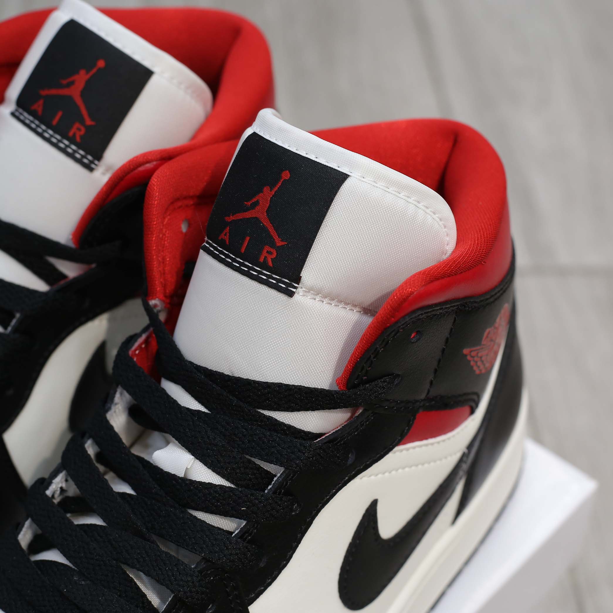 Air Jordan 1 Mid 'Black Sail Gym Red'