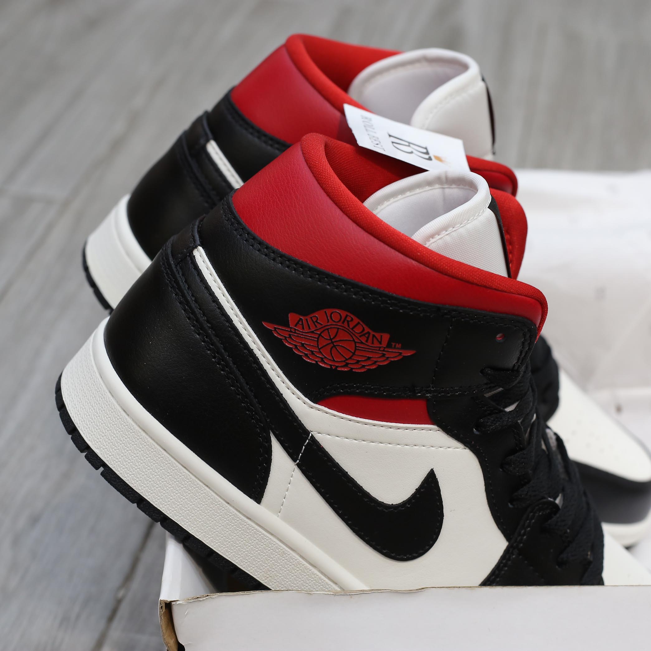 Air Jordan 1 Mid 'Black Sail Gym Red'