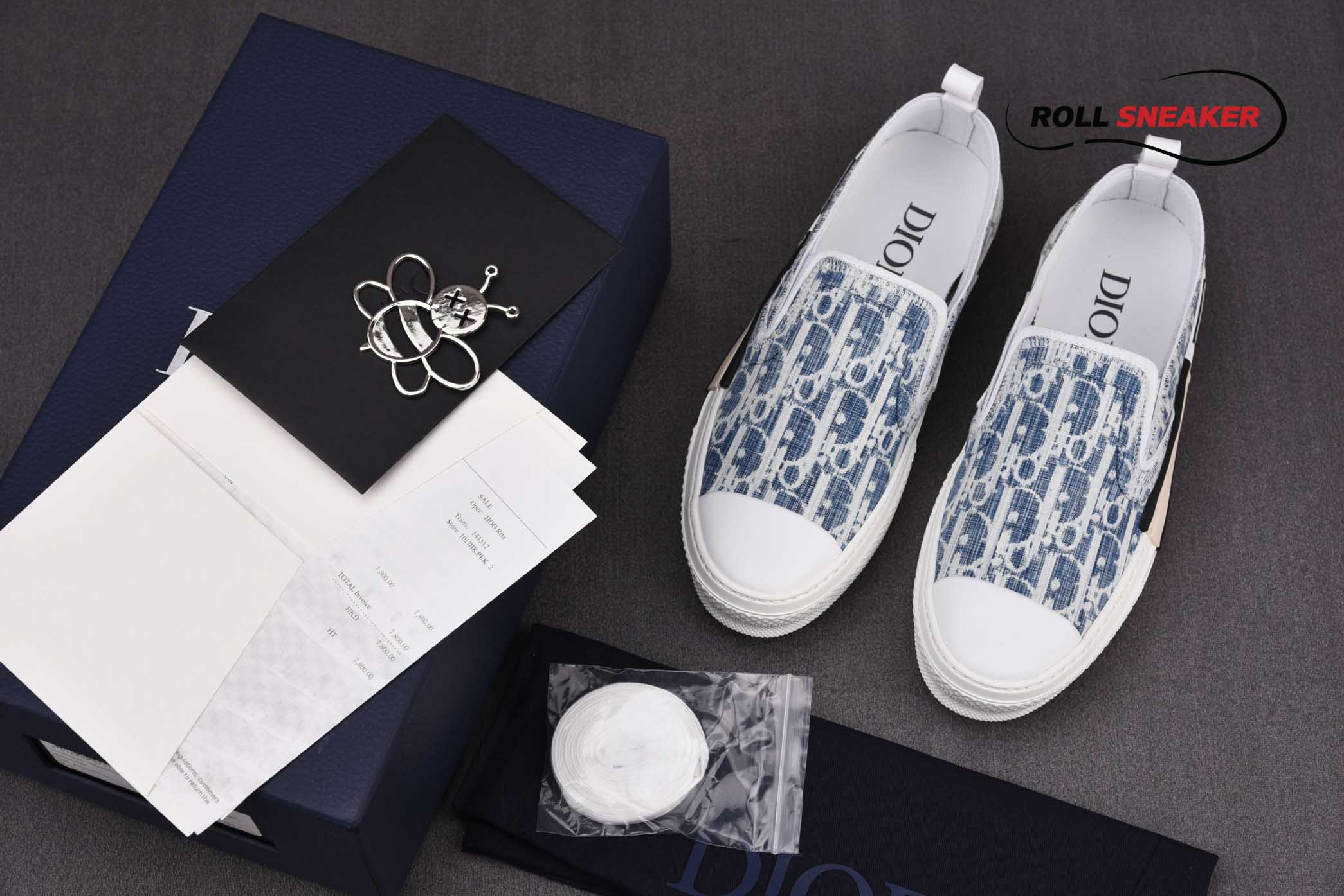 Dior B23 Low Blue Oblique Kasuri Jacquard 