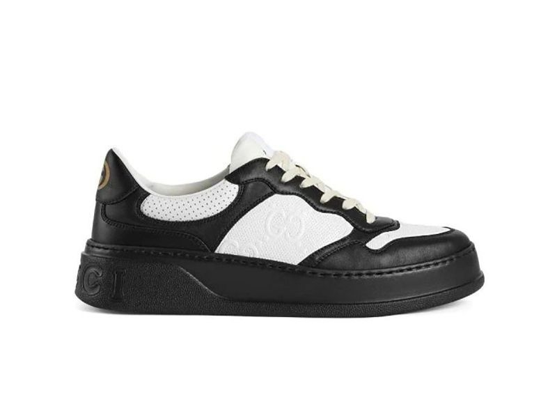 Gucci GG Black White Leather Embossed Sneaker