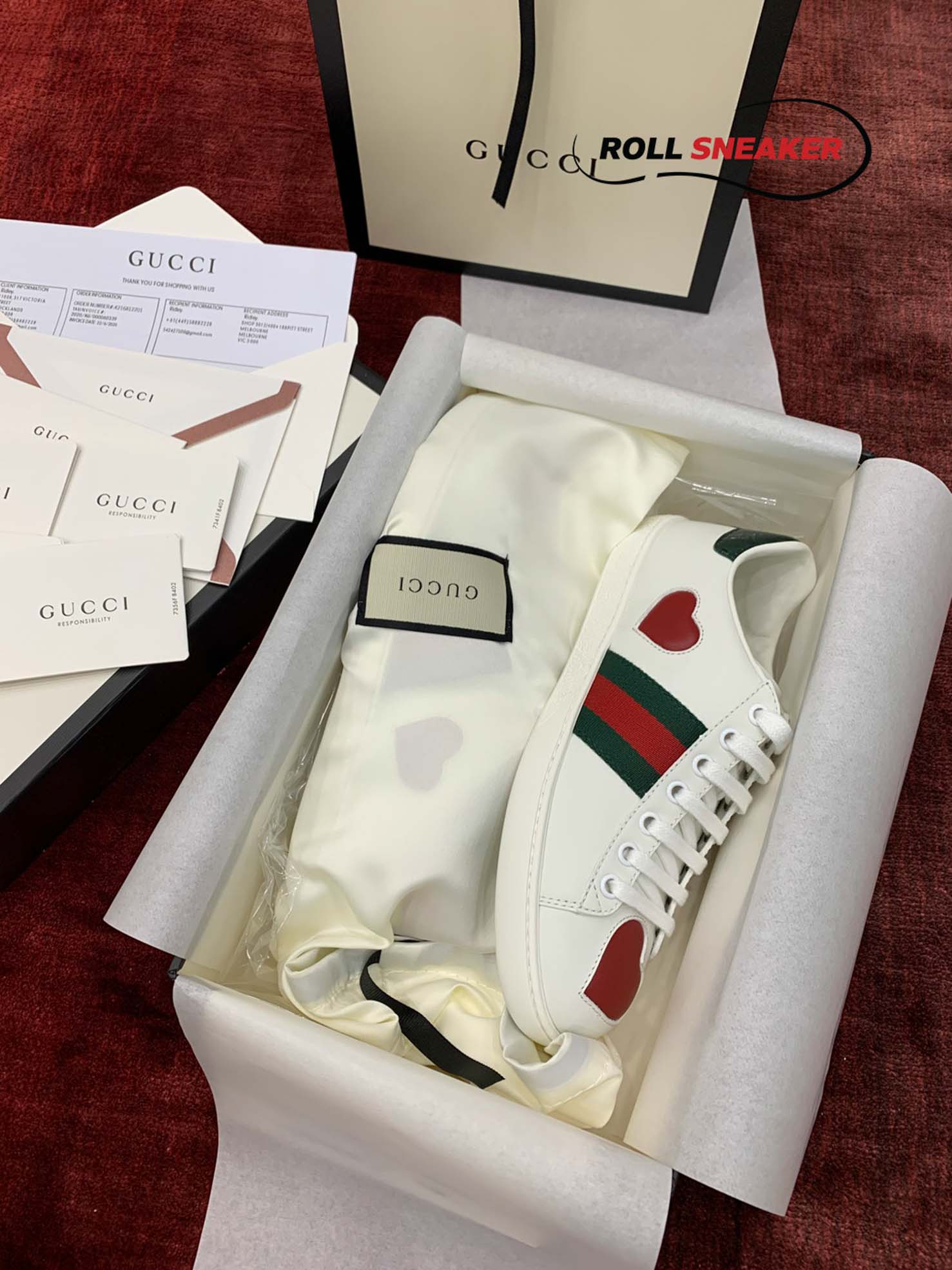 Gucci Ace Embroidered Hearts 