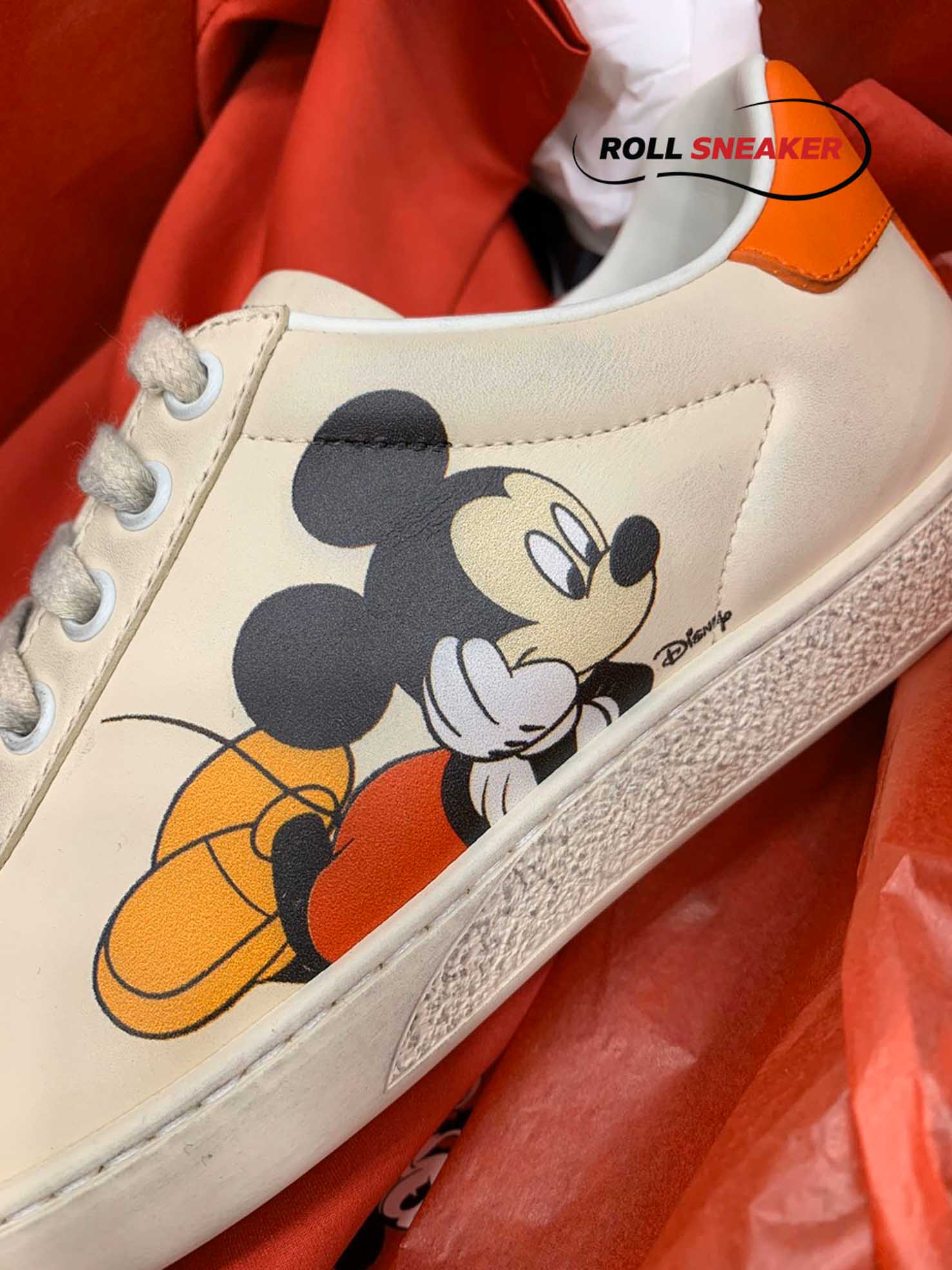 Gucci Disney Ivory Leather Ace Mickey Mouse 