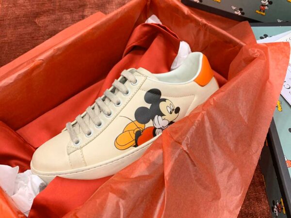 Gucci Disney Ivory Leather Ace Mickey Mouse