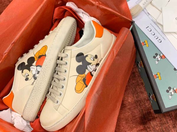 Gucci Disney Ivory Leather Ace Mickey Mouse