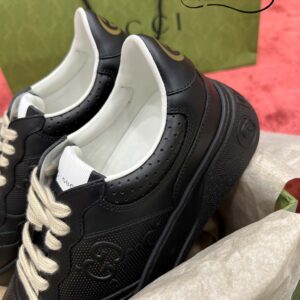 Gucci GG Black Leather Embossed Sneaker