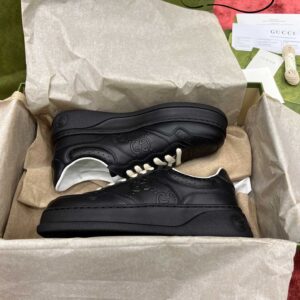 Gucci GG Black Leather Embossed Sneaker