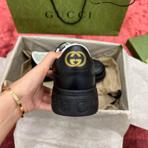 Gucci GG Black Leather Embossed Sneaker