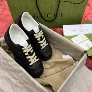 Gucci GG Black Leather Embossed Sneaker