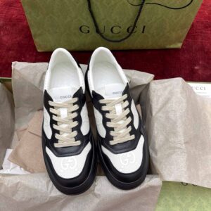 Gucci GG Black White Leather Embossed Sneaker