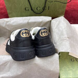 Gucci GG Black White Leather Embossed Sneaker