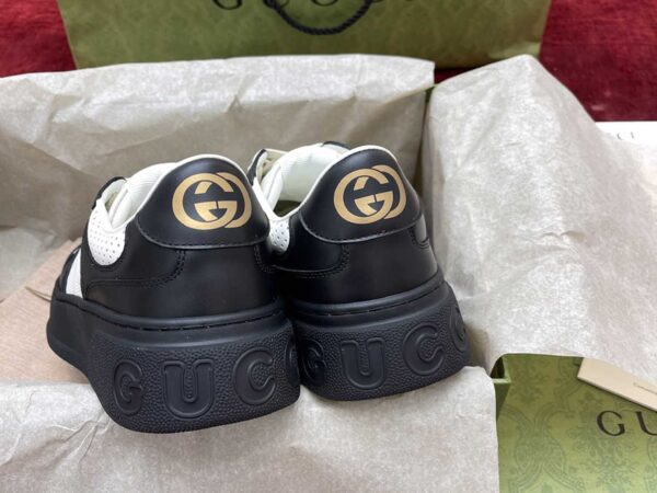 Gucci GG Black White Leather Embossed Sneaker