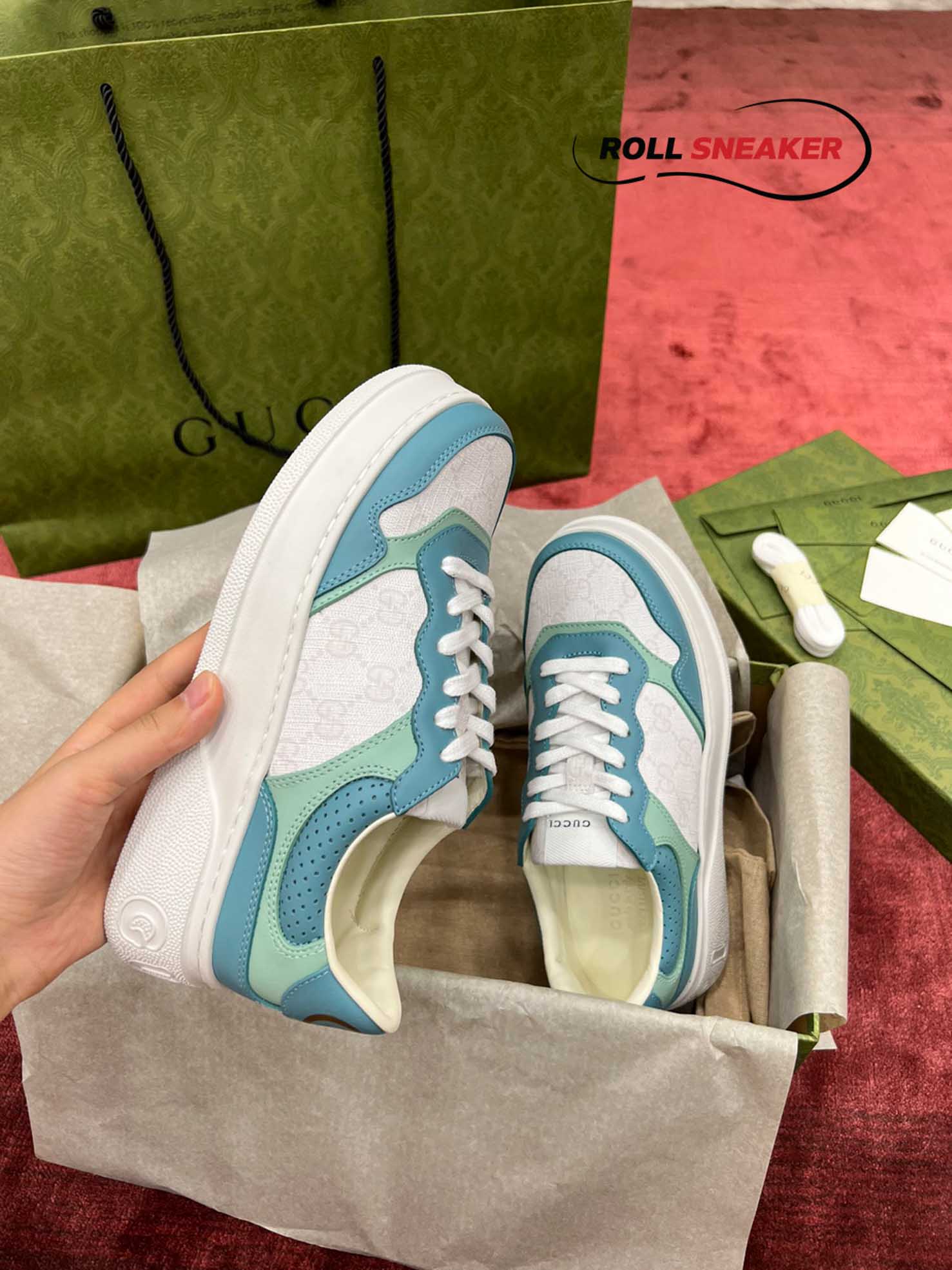 Gucci GG Supreme Sneaker White Blue 