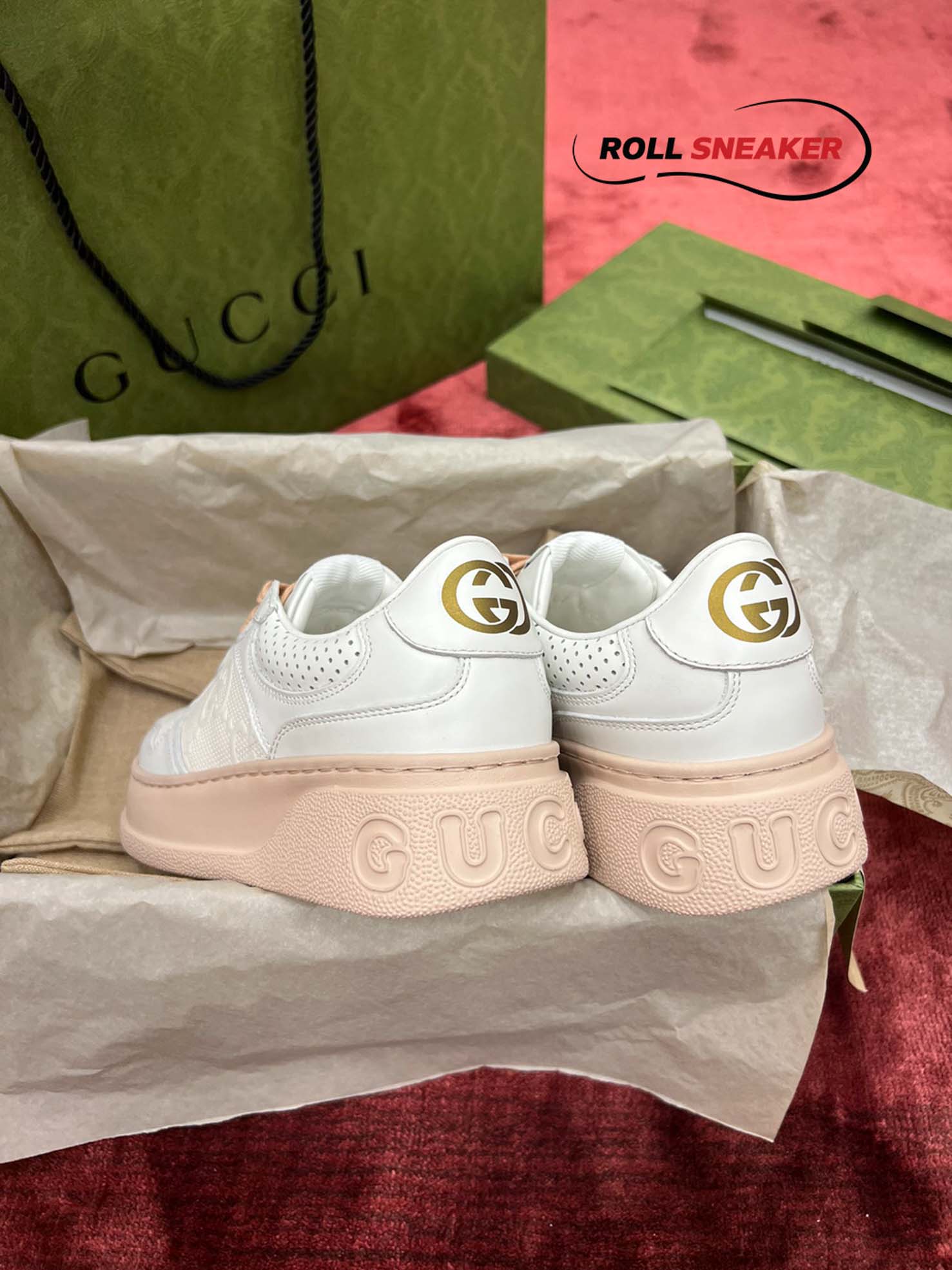 Gucci GG Supreme Sneaker White Pink 