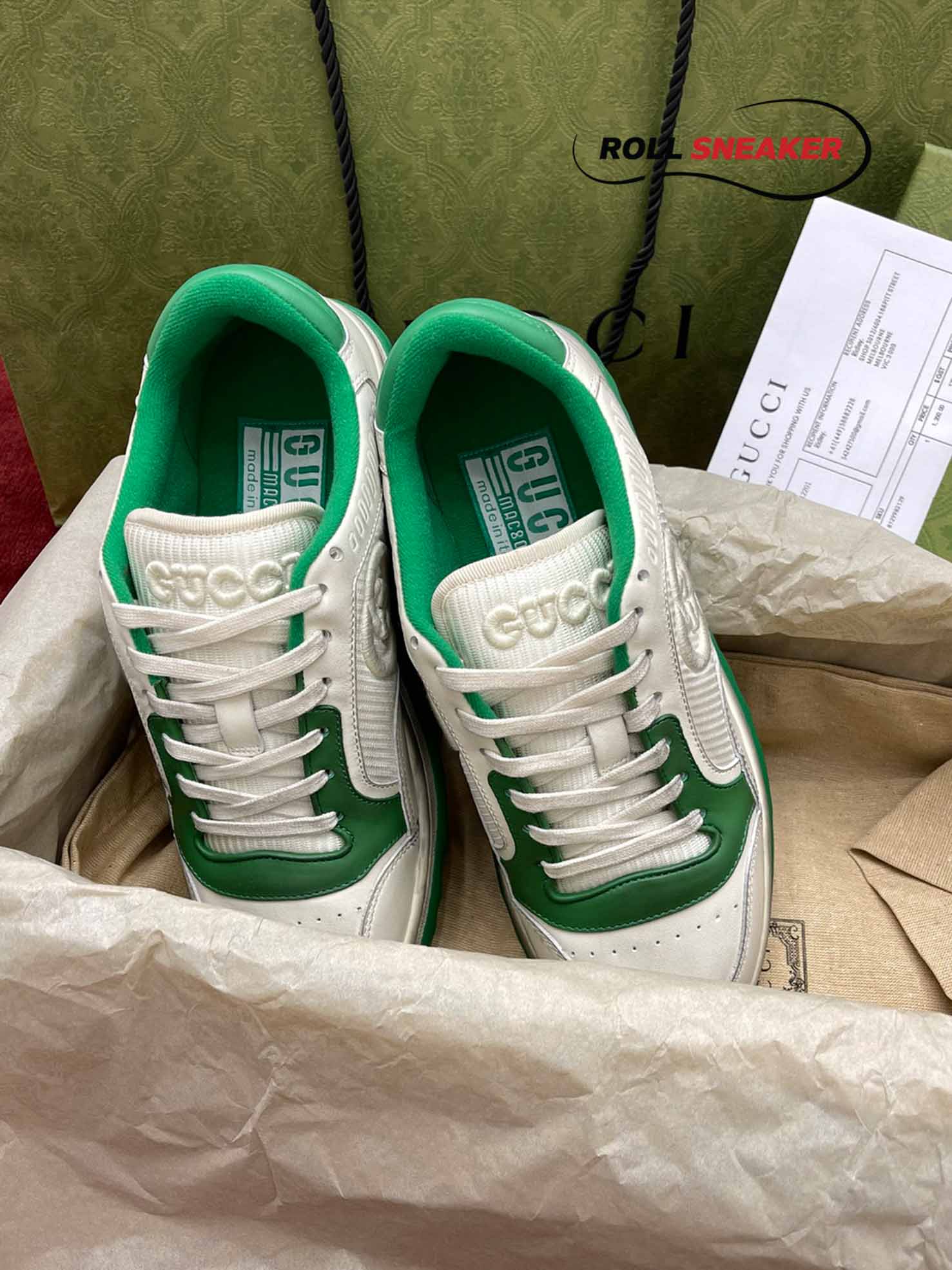 Gucci MAC80 Sneaker Off White and Green
