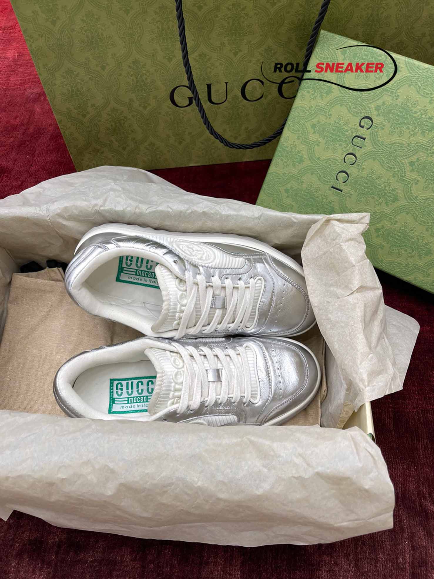 Gucci MAC80 Sneaker Silver and White
