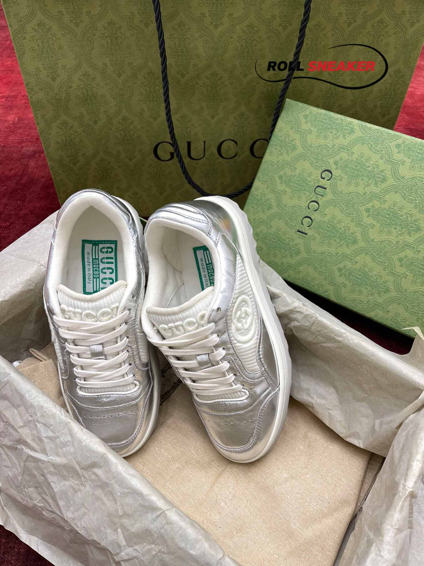 Gucci MAC80 Sneaker Silver and White
