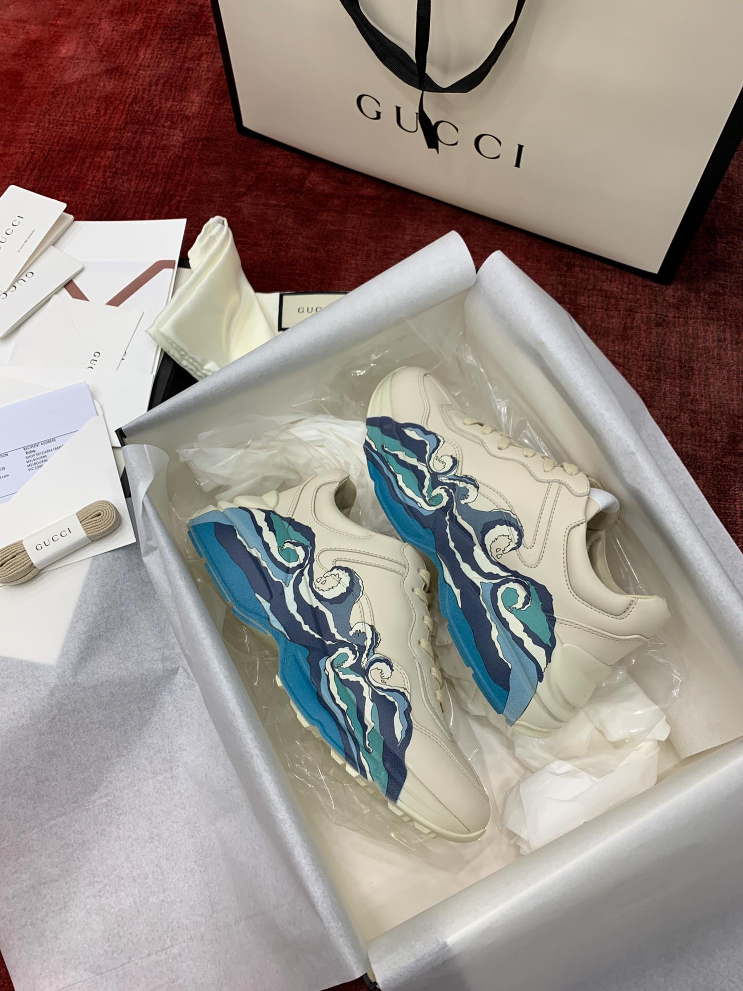 Gucci Rhyton Leather Sneaker With Wave Best Quality
