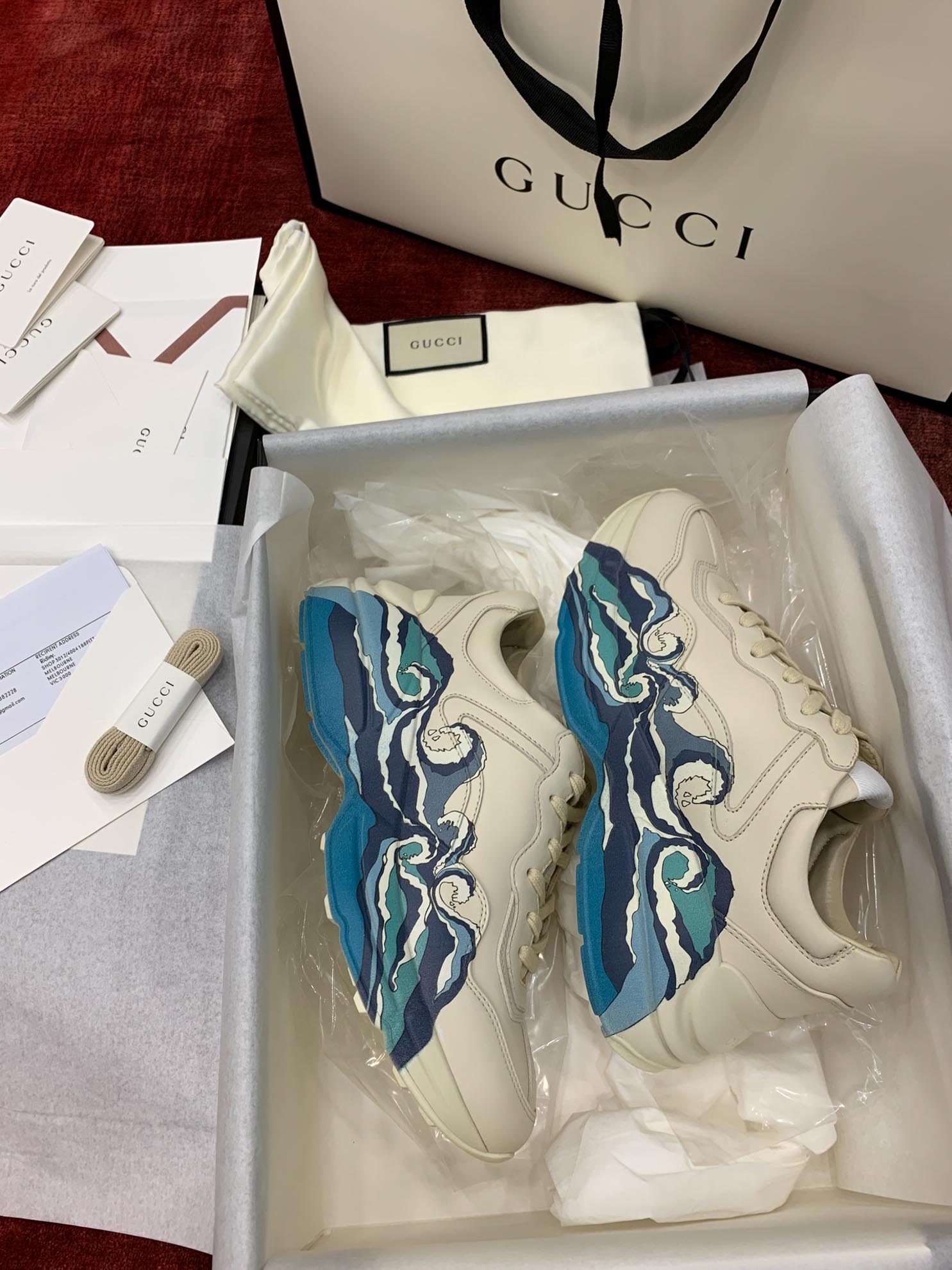 Gucci Rhyton Leather Sneaker With Wave Best Quality
