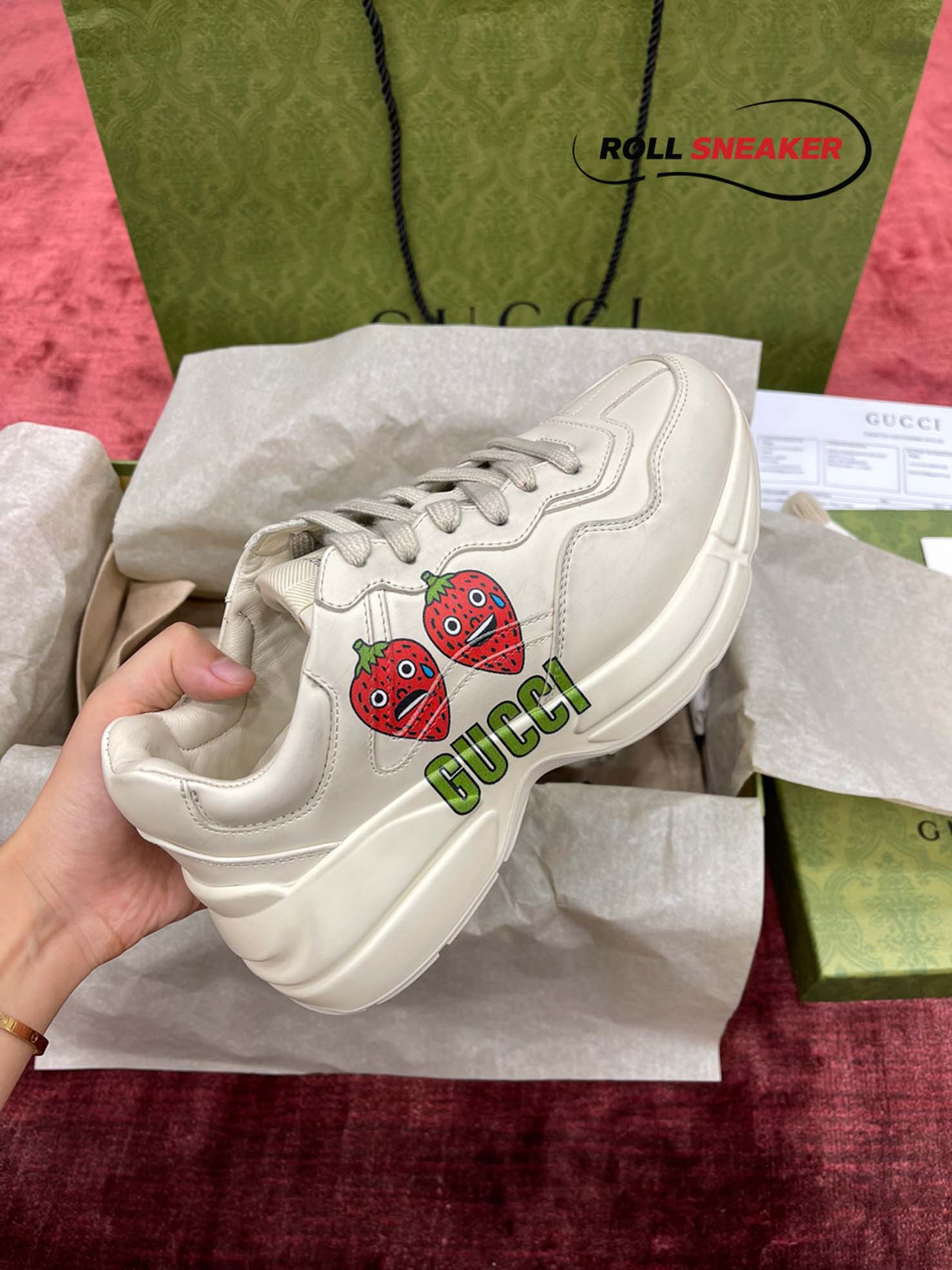 Gucci Rhyton Strawberry Print Sneakers