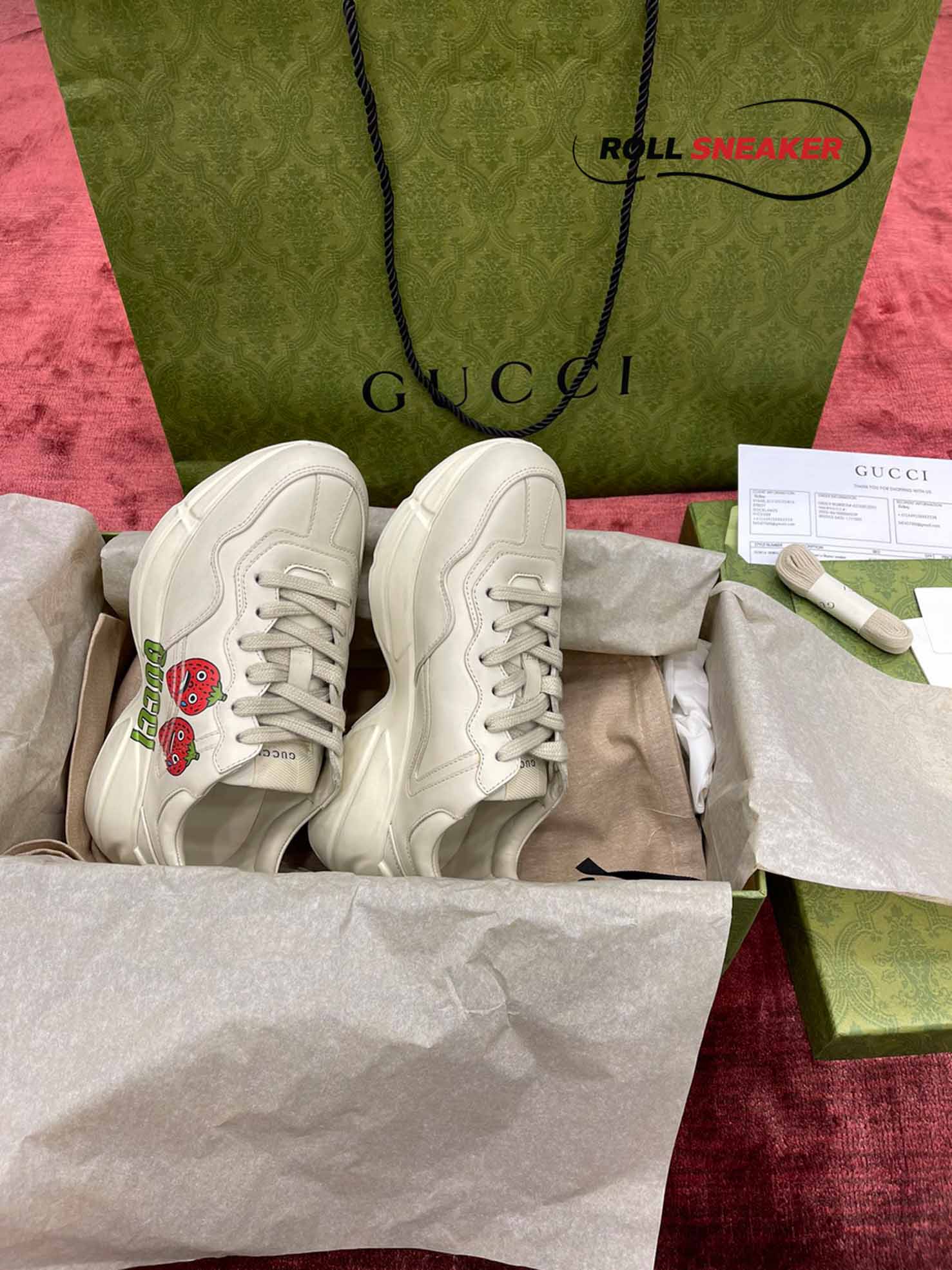 Gucci Rhyton Strawberry Print Sneakers