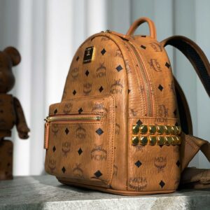 Balo MCM Stark Side Studs Backpack Visetos Cognac Mini