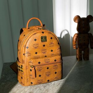 Balo MCM Stark Side Studs Backpack Visetos Cognac Mini