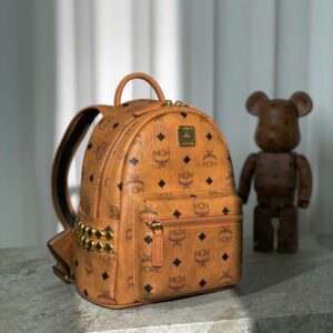 Balo MCM Stark Side Studs Backpack Visetos Cognac Mini