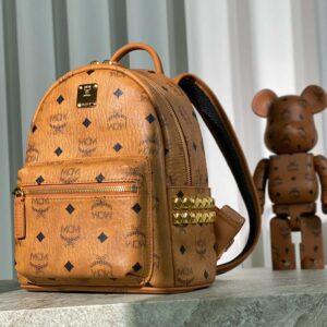 Balo MCM Stark Side Studs Backpack Visetos Cognac Mini