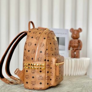 Balo MCM Stark Side Studs Backpack Visetos Cognac Small