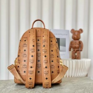 Balo MCM Stark Side Studs Backpack Visetos Cognac Small