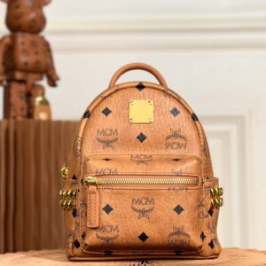 Balo MCM Stark Side Studs Backpack Visetos Cognac X Mini