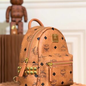 Balo MCM Stark Side Studs Backpack Visetos Cognac X Mini