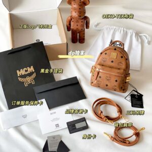 Balo MCM Stark Side Studs Backpack Visetos Cognac X Mini