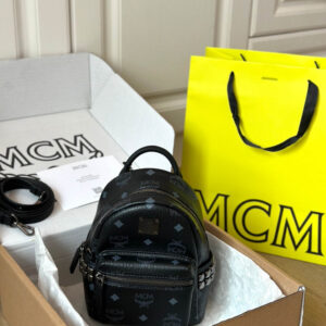 Balo MCM Stark Studs Backpack Visetos Black X Mini