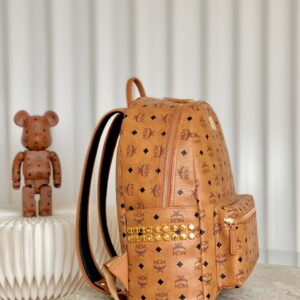 Balo MCM Stark Studs Backpack Visetos Cognac Medium