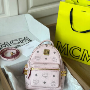 Balo MCM Stark Studs Backpack Visetos Pink