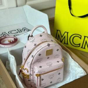 Balo MCM Stark Studs Backpack Visetos Pink