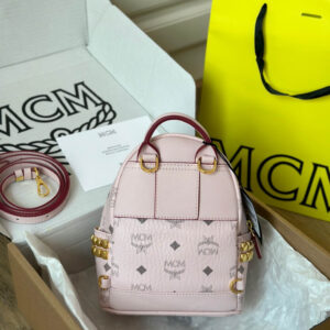 Balo MCM Stark Studs Backpack Visetos Pink