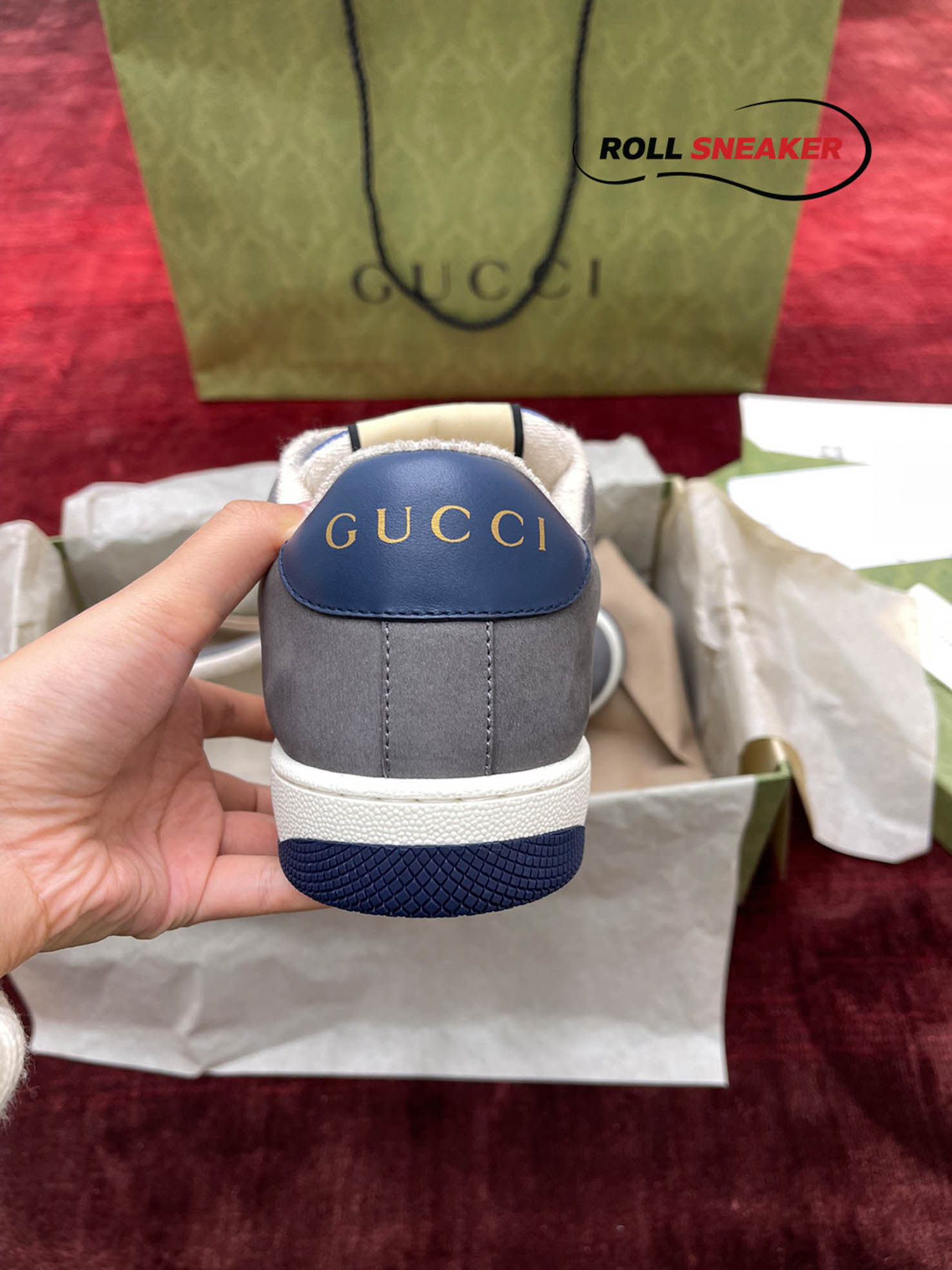 Gucci GG Screener Grey Xám Da Lộn Suede
