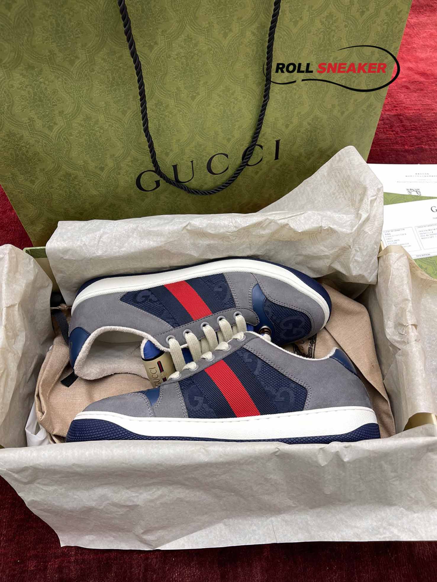 Gucci GG Screener Grey Xám Da Lộn Suede
