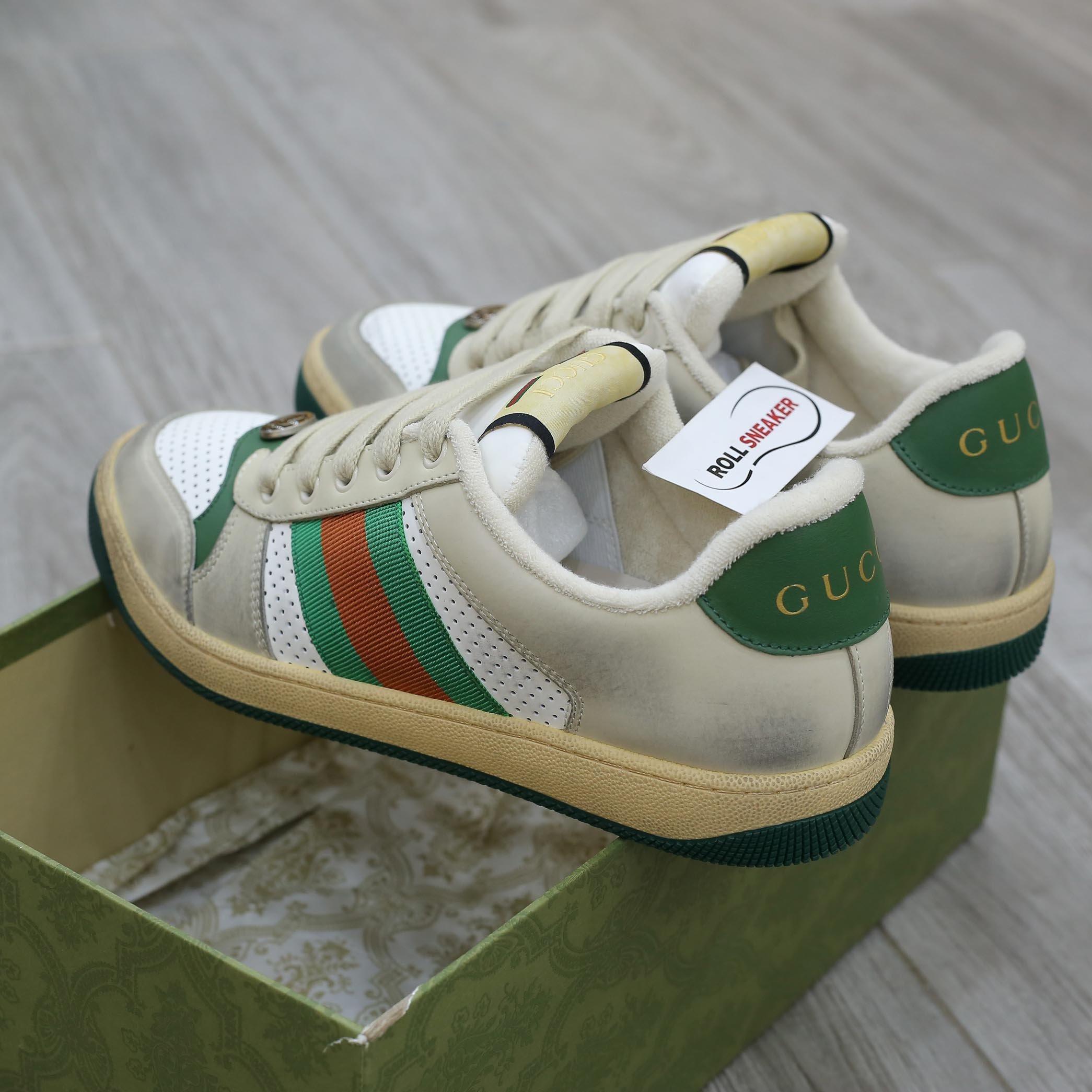 Gucci Screener Leather Green White