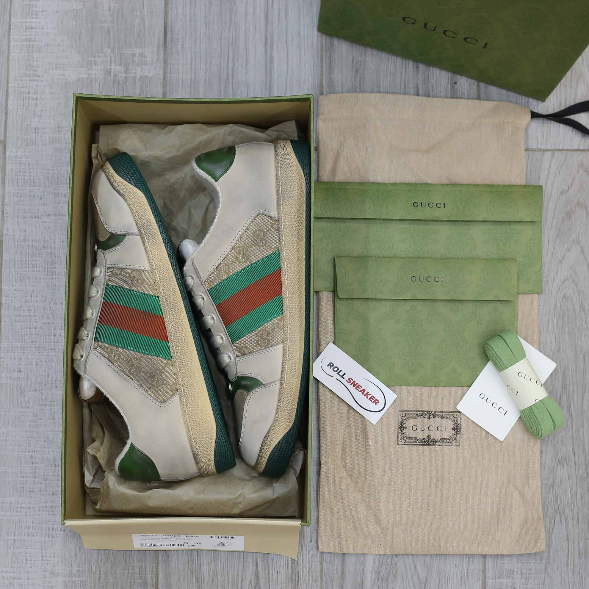 Gucci Screener Leather Green White 